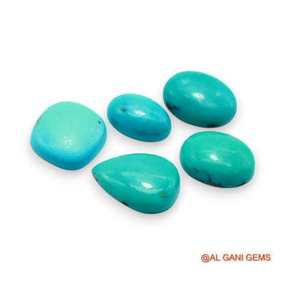 5 Pcs 36.00 Cts Natural Arizona TURQUOISE Loose Gemstone Oval Cabochon Wholesale Lot 9X13X5 TO 11X15X5 MM T-730