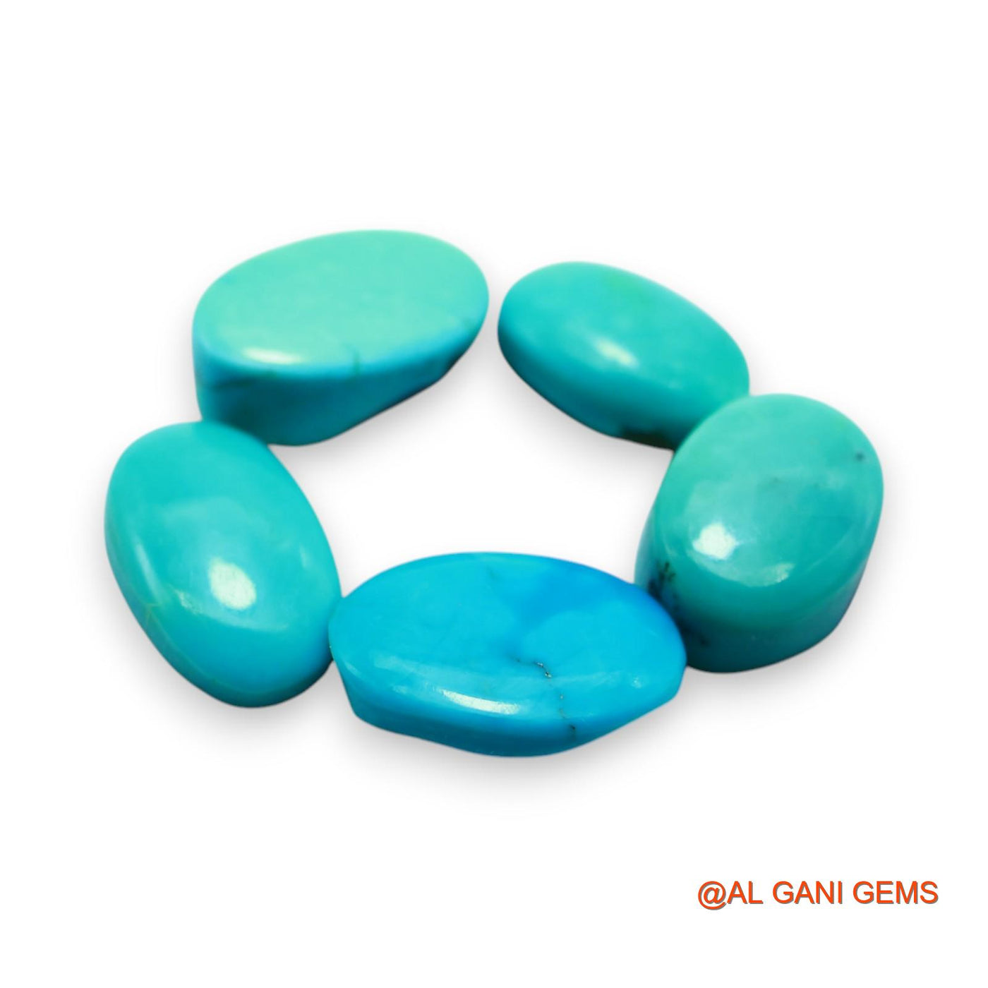 Natural TURQUOISE Loose Gemstone Oval Cabochon From Arizona 5 Pcs Wholesale Lot 32.00 Cts 8X13X4 TO 11X16X5 MM T-732