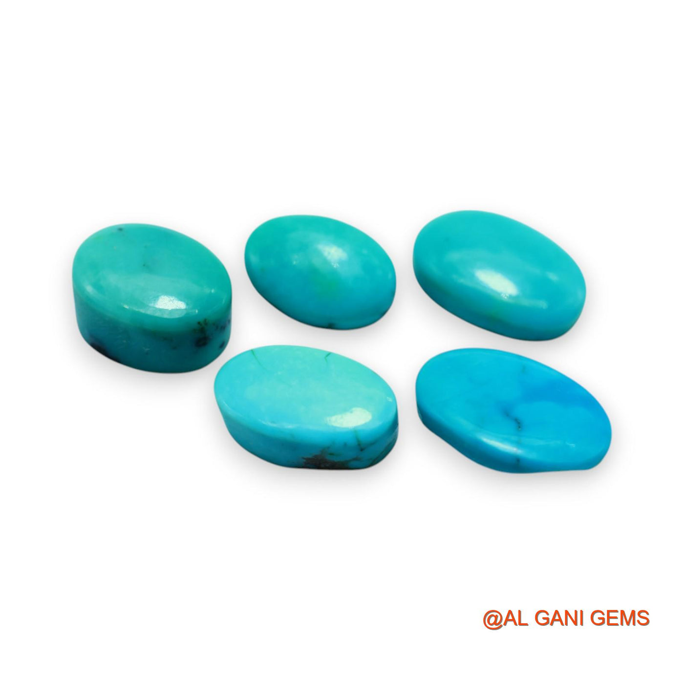Natural TURQUOISE Loose Gemstone Oval Cabochon From Arizona 5 Pcs Wholesale Lot 32.00 Cts 8X13X4 TO 11X16X5 MM T-732