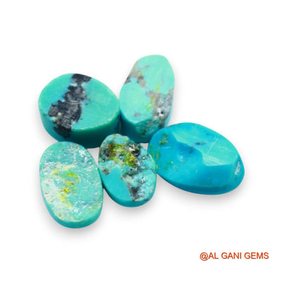 Natural TURQUOISE Loose Gemstone Oval Cabochon From Arizona 5 Pcs Wholesale Lot 32.00 Cts 8X13X4 TO 11X16X5 MM T-732