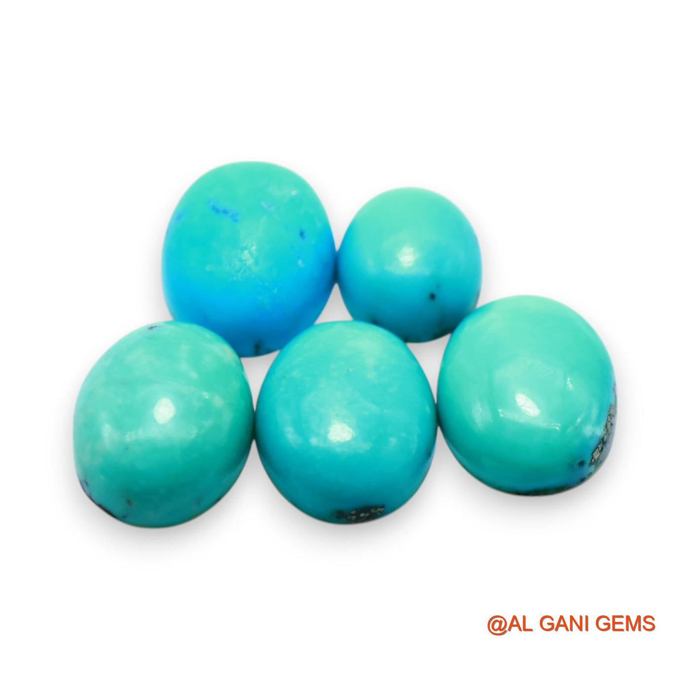 5 Pcs Wholesale Lot Natural TURQUOISE Gemstone 38.00 Cts Loose Oval Cabochon From Arizona 9X11X4 TO 11X15X4 MM T-733