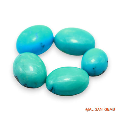 5 Pcs Wholesale Lot Natural TURQUOISE Gemstone 38.00 Cts Loose Oval Cabochon From Arizona 9X11X4 TO 11X15X4 MM T-733