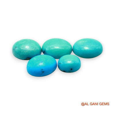 5 Pcs Wholesale Lot Natural TURQUOISE Gemstone 38.00 Cts Loose Oval Cabochon From Arizona 9X11X4 TO 11X15X4 MM T-733