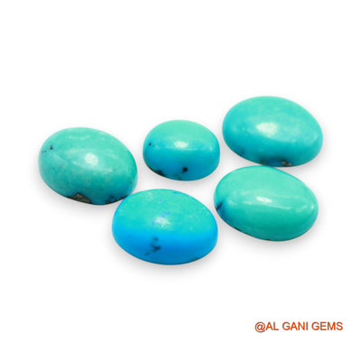 5 Pcs Wholesale Lot Natural TURQUOISE Gemstone 38.00 Cts Loose Oval Cabochon From Arizona 9X11X4 TO 11X15X4 MM T-733