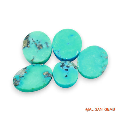 5 Pcs Wholesale Lot Natural TURQUOISE Gemstone 38.00 Cts Loose Oval Cabochon From Arizona 9X11X4 TO 11X15X4 MM T-733