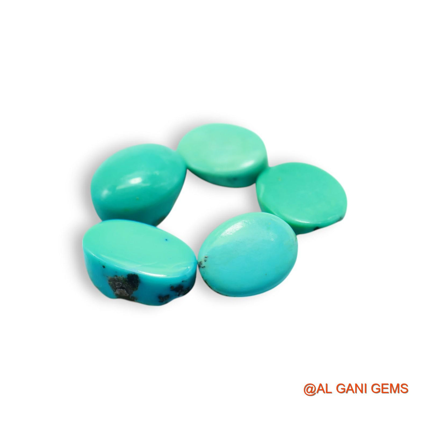 Natural TURQUOISE Loose Gemstone Oval Cabochon From Arizona 5 Pcs Wholesale Lot 31.00 Cts 9X13X4 TO 9X15X5 MM T-734