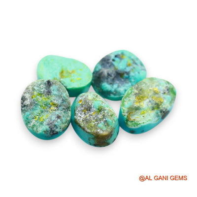 Natural TURQUOISE Loose Gemstone Oval Cabochon From Arizona 5 Pcs Wholesale Lot 31.00 Cts 9X13X4 TO 9X15X5 MM T-734
