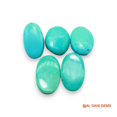 5 Pcs 23.00 Cts Natural Arizona TURQUOISE Loose Gemstone Oval Cabochon Wholesale Lot 9X14X5 TO 9X15X3 MM T-735