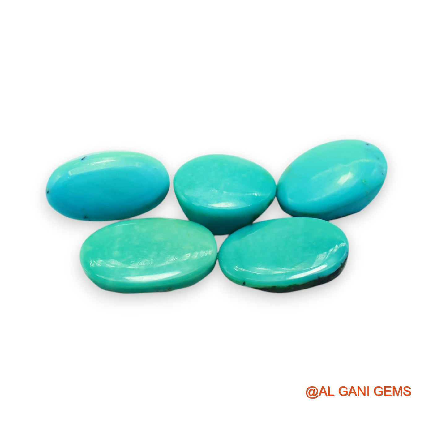 5 Pcs 23.00 Cts Natural Arizona TURQUOISE Loose Gemstone Oval Cabochon Wholesale Lot 9X14X5 TO 9X15X3 MM T-735