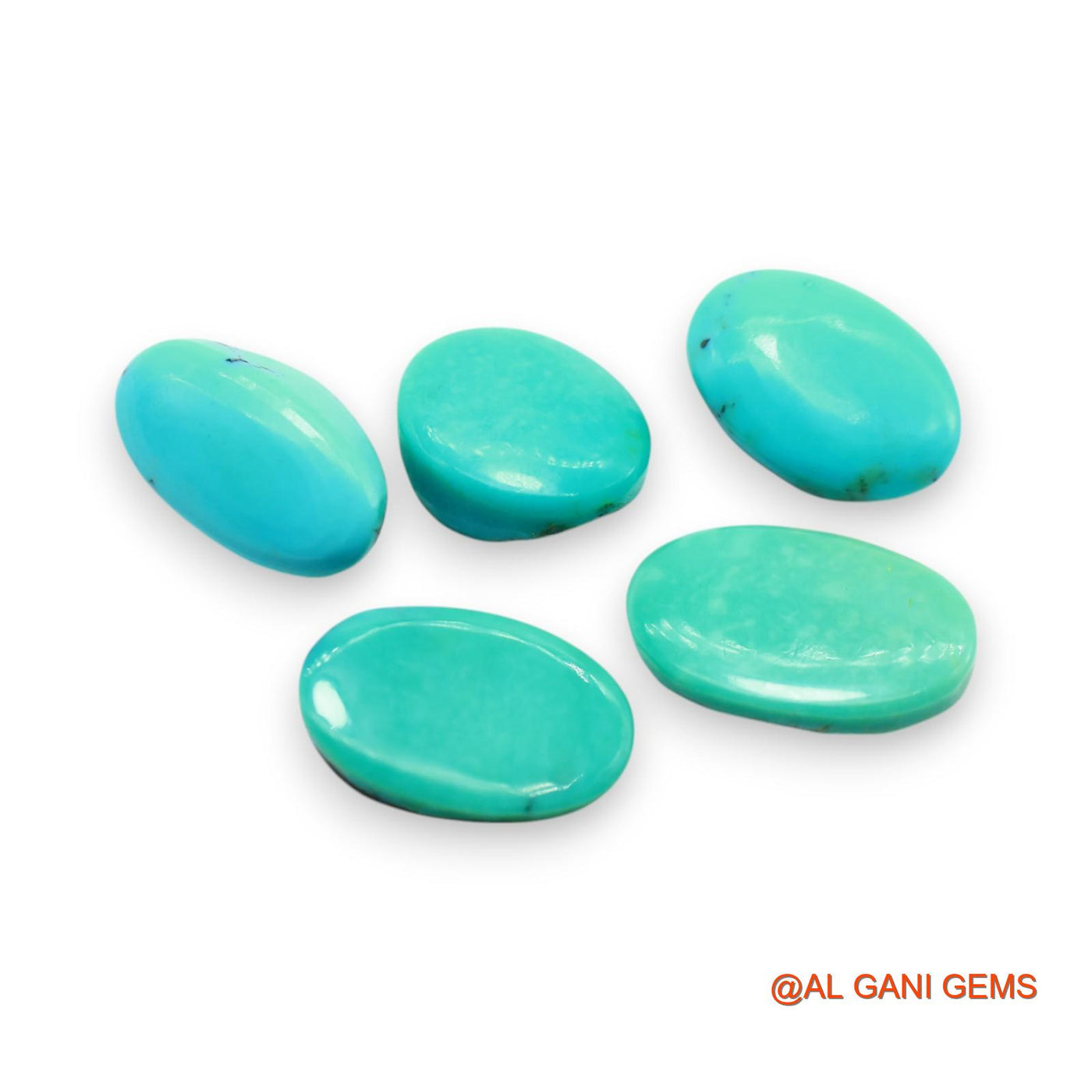 5 Pcs 23.00 Cts Natural Arizona TURQUOISE Loose Gemstone Oval Cabochon Wholesale Lot 9X14X5 TO 9X15X3 MM T-735