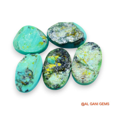 5 Pcs 23.00 Cts Natural Arizona TURQUOISE Loose Gemstone Oval Cabochon Wholesale Lot 9X14X5 TO 9X15X3 MM T-735