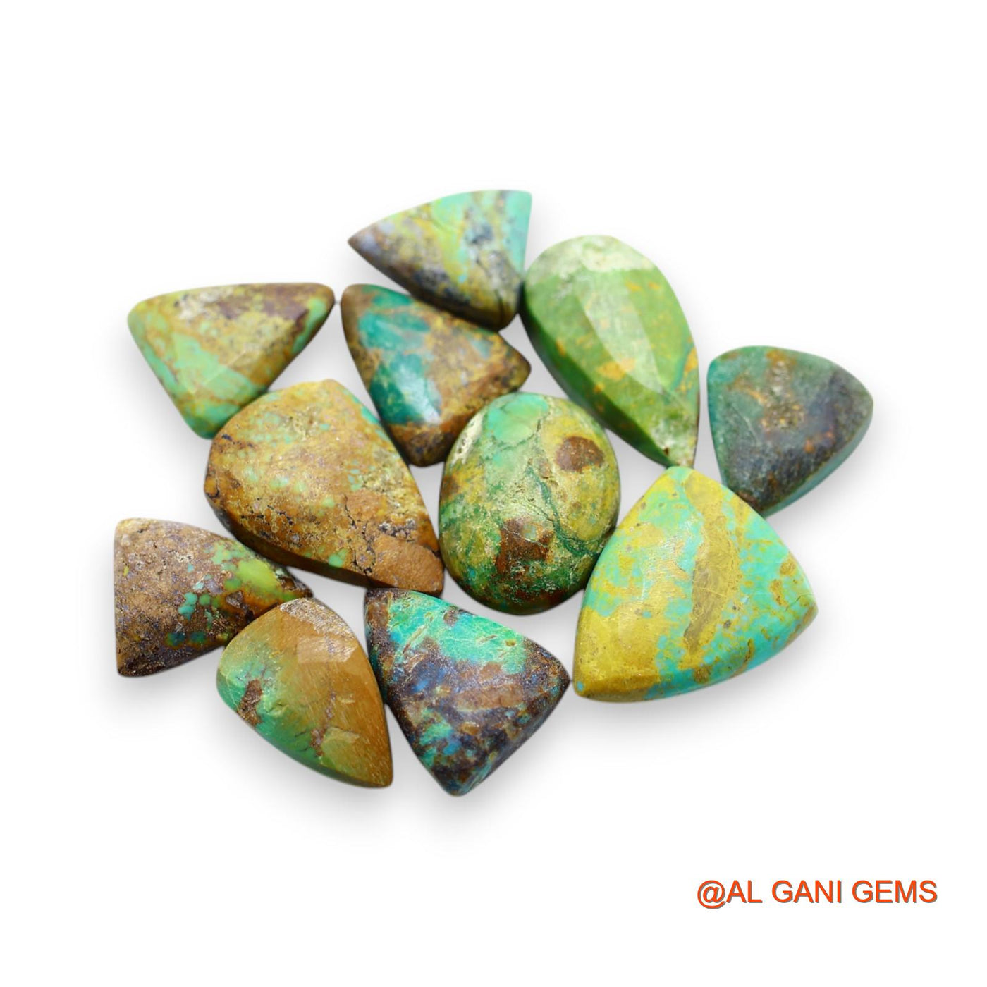 64.00 Cts Arizona TURQUOISE Loose Gemstone Fancy Cabochon Natural 11 Pcs Wholesale Lot 10X12X5 TO 14X17X5 MM T-739