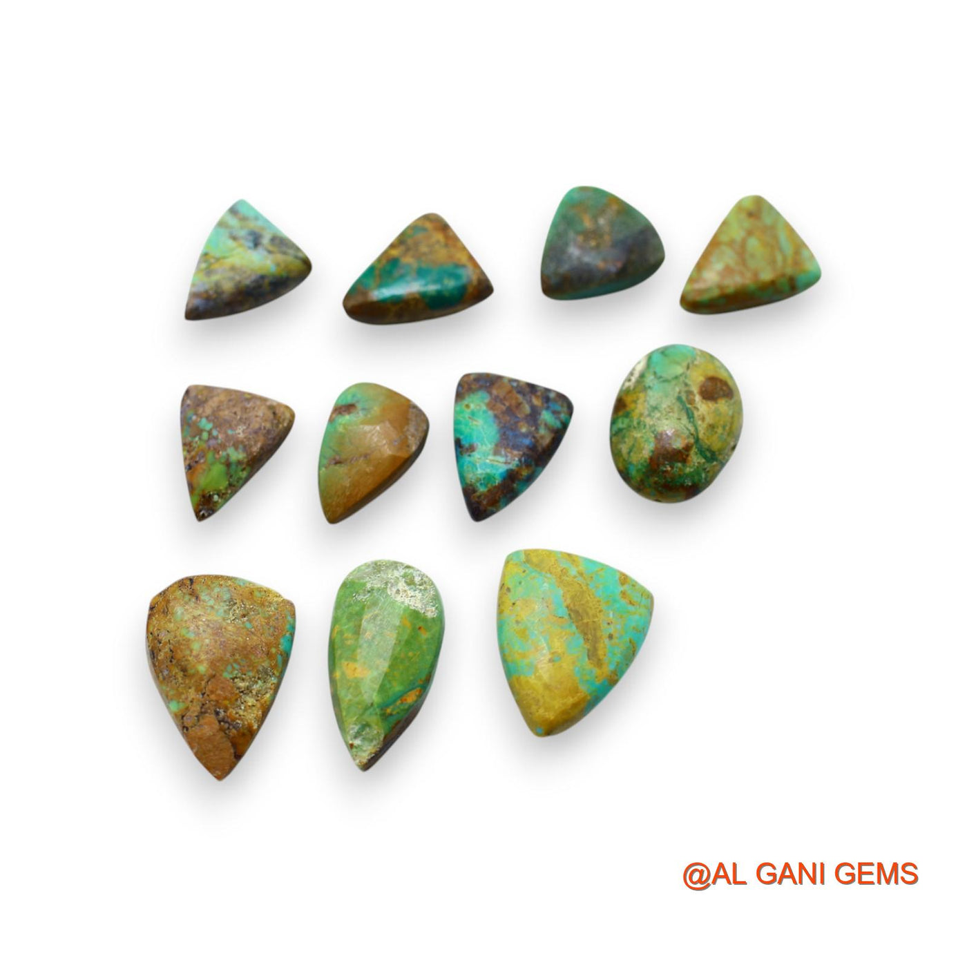 64.00 Cts Arizona TURQUOISE Loose Gemstone Fancy Cabochon Natural 11 Pcs Wholesale Lot 10X12X5 TO 14X17X5 MM T-739