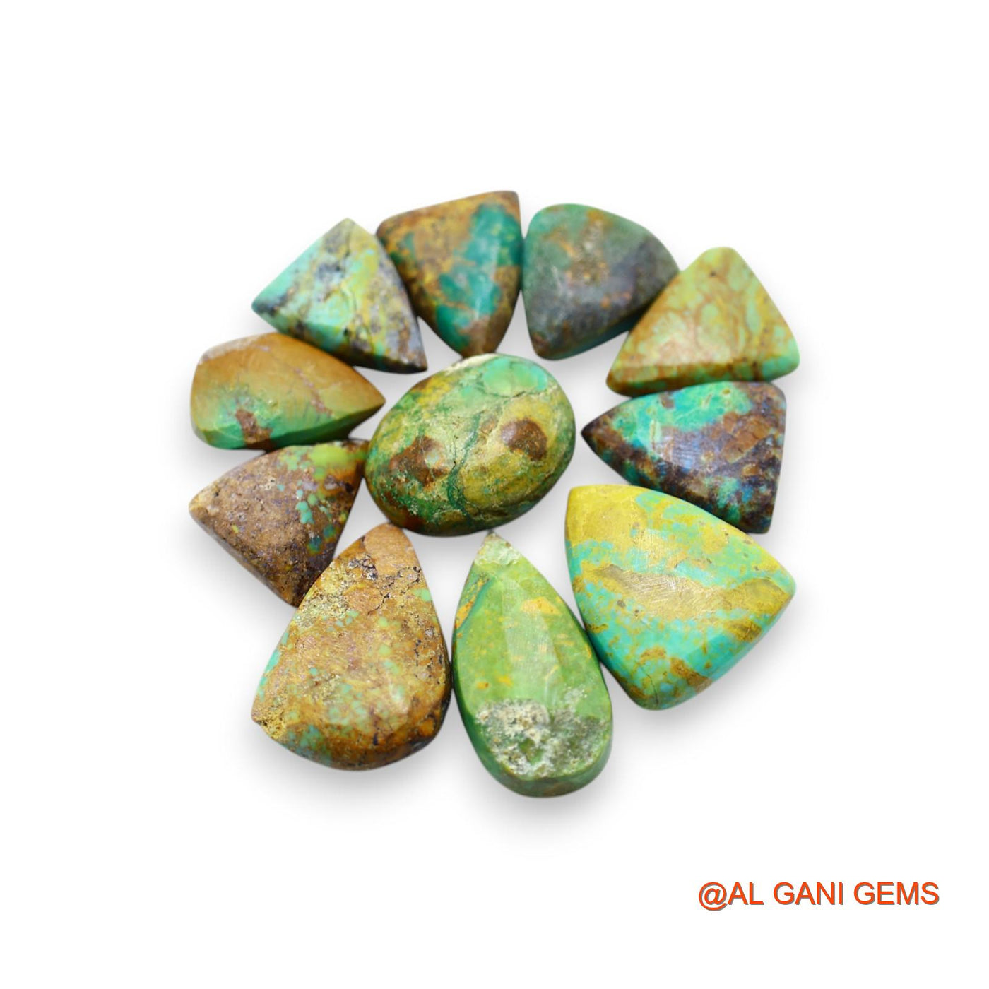 64.00 Cts Arizona TURQUOISE Loose Gemstone Fancy Cabochon Natural 11 Pcs Wholesale Lot 10X12X5 TO 14X17X5 MM T-739