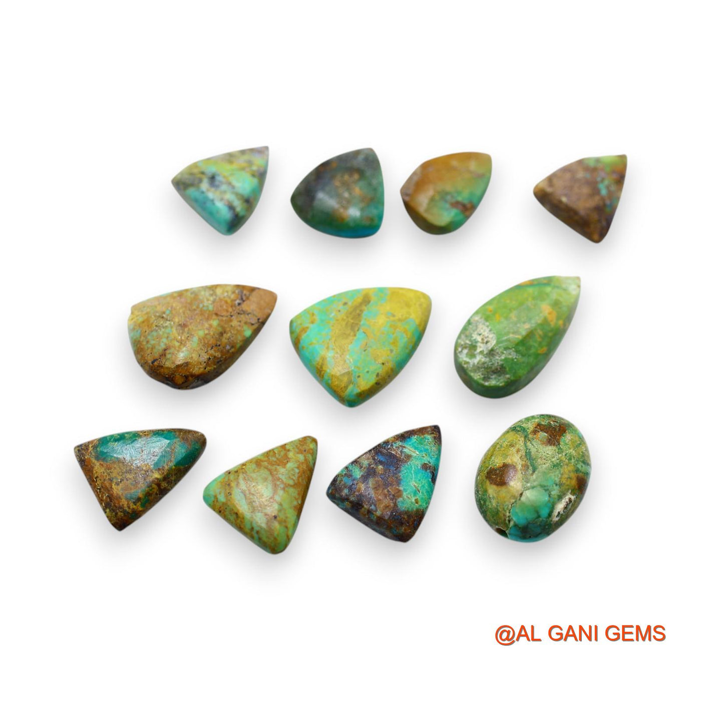 64.00 Cts Arizona TURQUOISE Loose Gemstone Fancy Cabochon Natural 11 Pcs Wholesale Lot 10X12X5 TO 14X17X5 MM T-739