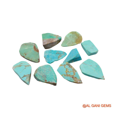 10 Pcs 117.00 Cts Natural Arizona Turquoise Loose Gemstone Fancy Rough Wholesale Lot 11X16X5 TO 19X28X8 MM TR-10