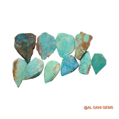 10 Pcs 97.00 Cts Natural Arizona Turquoise Loose Gemstone Fancy Rough Wholesale Lot 12X19X6 TO 18X26X5 MM TR-13