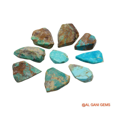 9 Pcs 111.00 Cts Natural Arizona Turquoise Loose Gemstone Fancy Rough Wholesale Lot 11X16X6 TO 17X20X7 MM TR-16