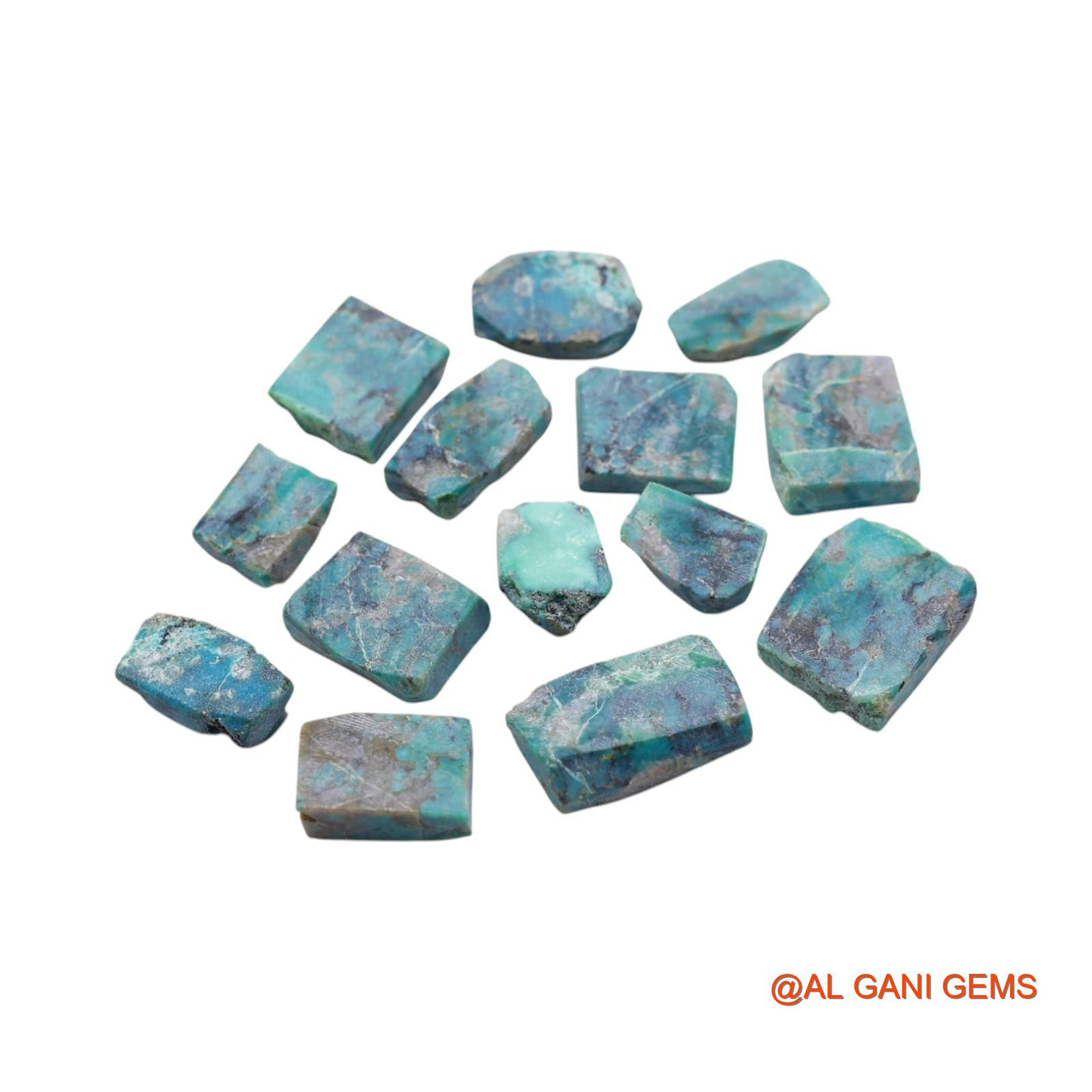 232.00 Cts Arizona Turquoise Loose Gemstone Fancy Rough Natural 14 Pcs Wholesale Lot 12X15X6 TO 17X21X6 MM TR-18
