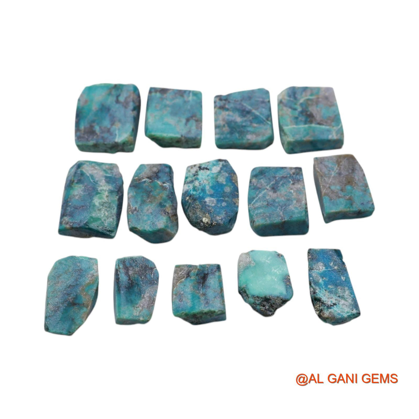 232.00 Cts Arizona Turquoise Loose Gemstone Fancy Rough Natural 14 Pcs Wholesale Lot 12X15X6 TO 17X21X6 MM TR-18
