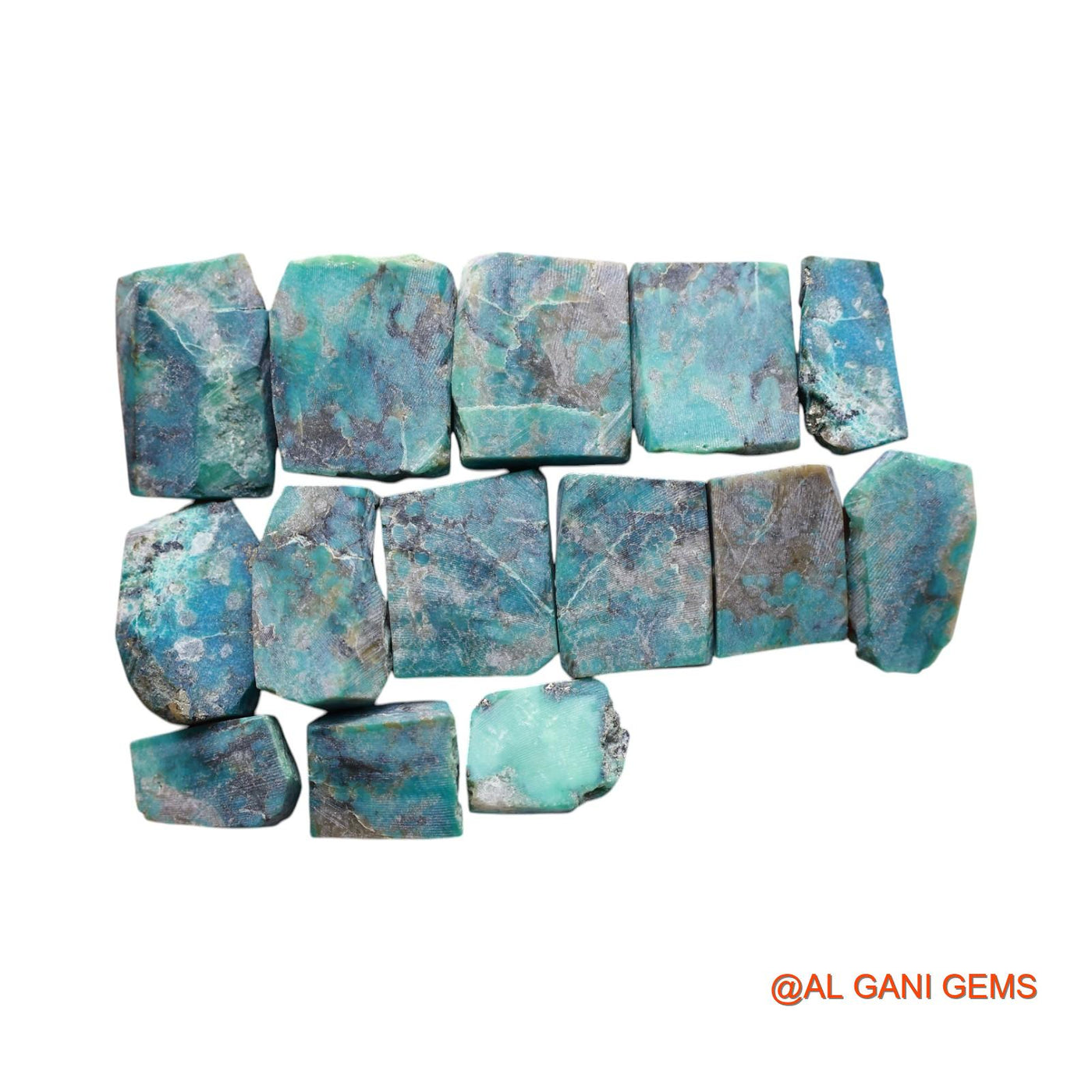 232.00 Cts Arizona Turquoise Loose Gemstone Fancy Rough Natural 14 Pcs Wholesale Lot 12X15X6 TO 17X21X6 MM TR-18