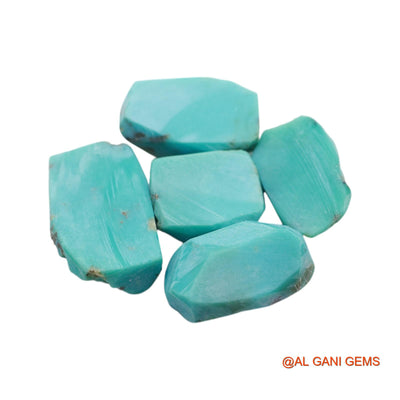 68.00 Cts Arizona Turquoise Loose Gemstone Fancy Rough Natural 5 Pcs Wholesale Lot 12X15X6 TO 13X23X6 MM TR-21