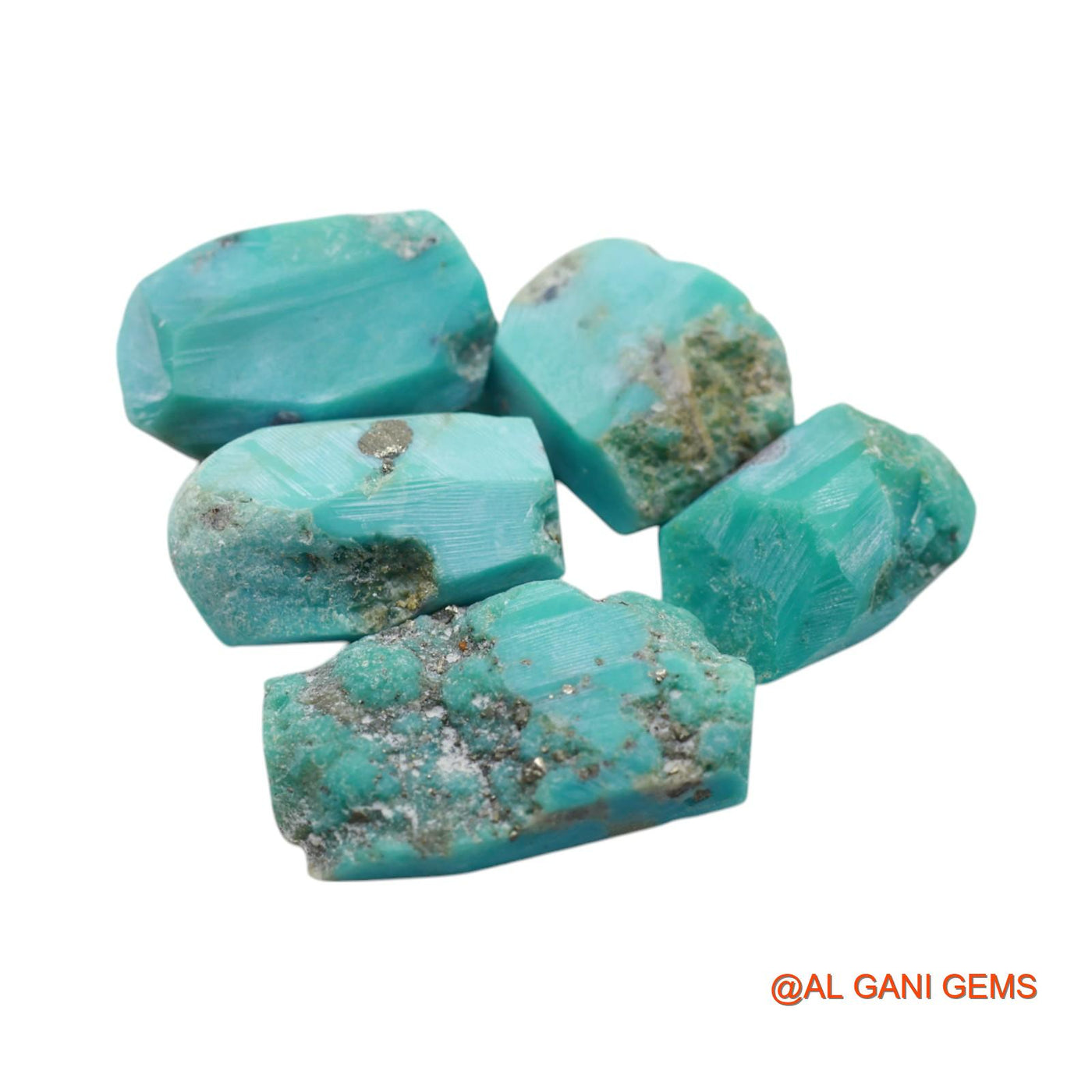 68.00 Cts Arizona Turquoise Loose Gemstone Fancy Rough Natural 5 Pcs Wholesale Lot 12X15X6 TO 13X23X6 MM TR-21