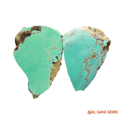 Natural Untreated Turquoise Loose Gemstone Fancy Rough From Arizona 2 Pcs 93.00 Cts 31X41X6 TO 32X45X4 MM TR-31