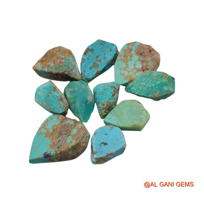 10 Pcs 187.00 Cts Natural Arizona Turquoise Loose Gemstone Fancy Rough Wholesale Lot 13X20X6 TO 21X30X7 MM TR-6