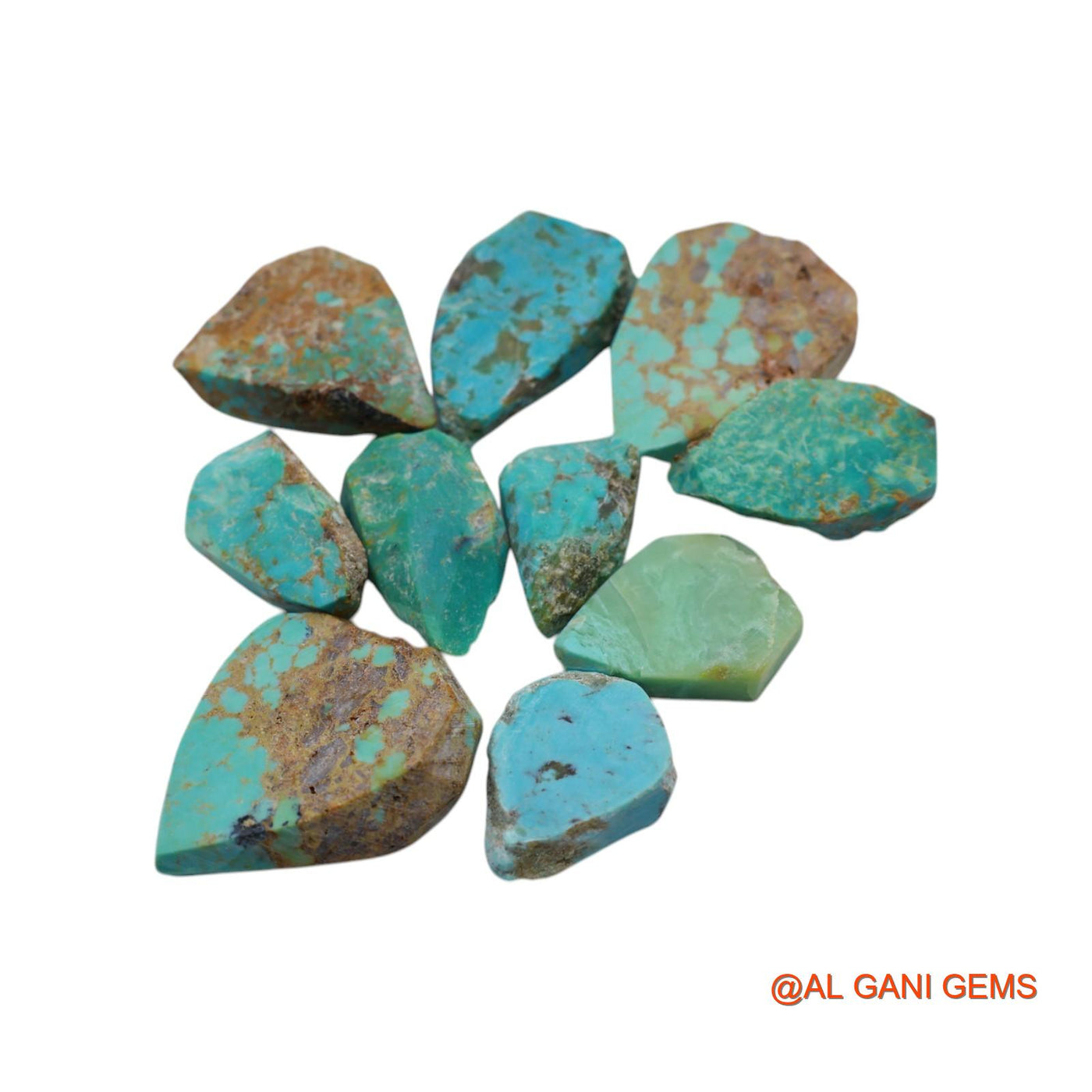 10 Pcs 187.00 Cts Natural Arizona Turquoise Loose Gemstone Fancy Rough Wholesale Lot 13X20X6 TO 21X30X7 MM TR-6