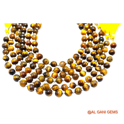Natural Light Brown Tiger Eye Loose Strand 6 TO 7 MM Round Smooth Beads For Jewelry Craft 8" WB-10