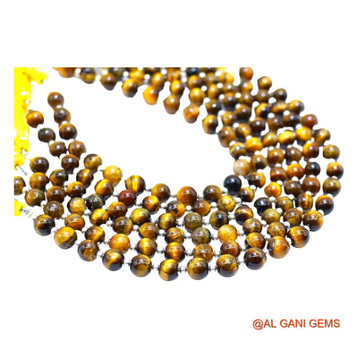 Natural Light Brown Tiger Eye Loose Strand 6 TO 7 MM Round Smooth Beads For Jewelry Craft 8" WB-10