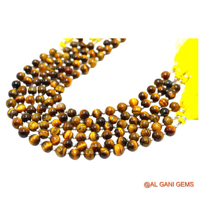 Natural Light Brown Tiger Eye Loose Strand 6 TO 7 MM Round Smooth Beads For Jewelry Craft 8" WB-10