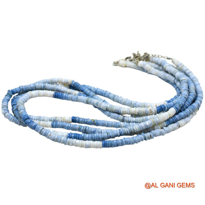 Smooth Blue Opal Bead Round Boho October Handcrafted Daughter Necklace WB-13