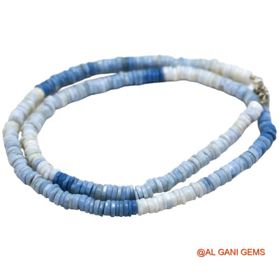 Smooth Blue Opal Bead Round Boho October Handcrafted Daughter Necklace WB-13
