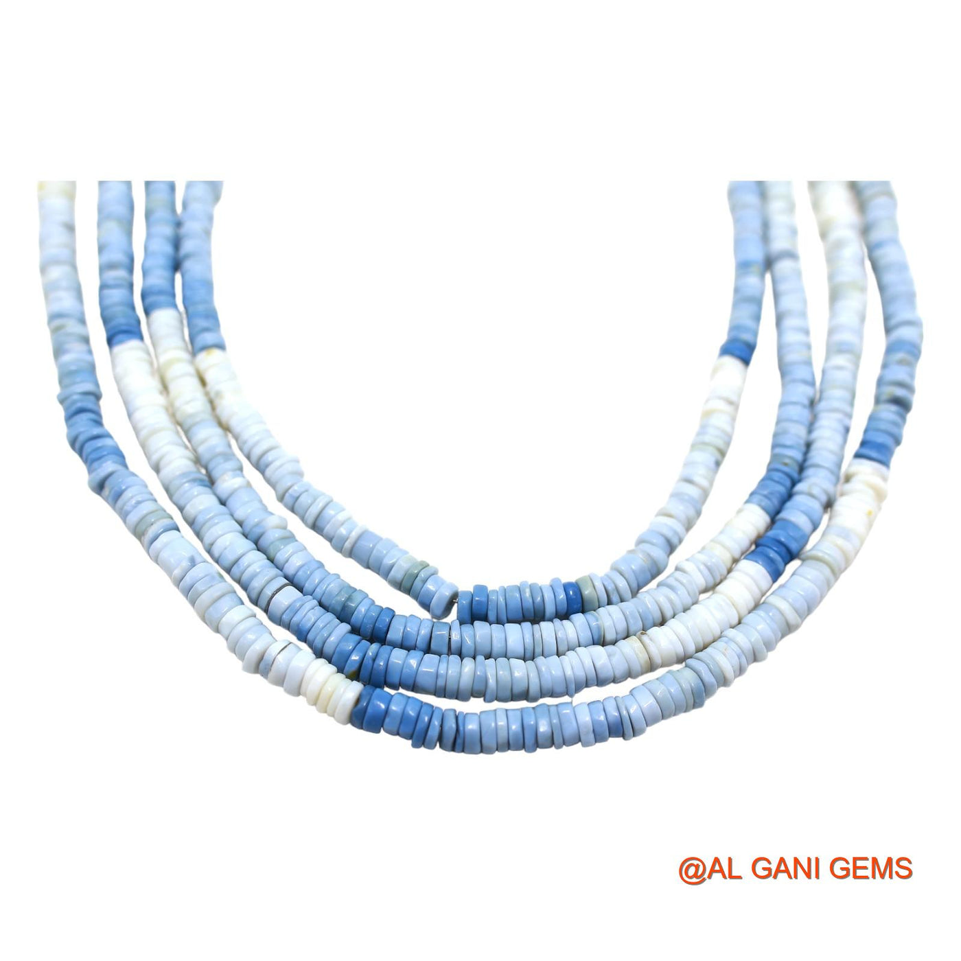 Smooth Blue Opal Bead Round Boho October Handcrafted Daughter Necklace WB-13