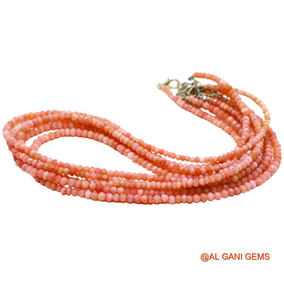 Round Faceted 3 TO 5 MM Pink Opal Beads Art Deco Mother Dainty Necklace WB-17