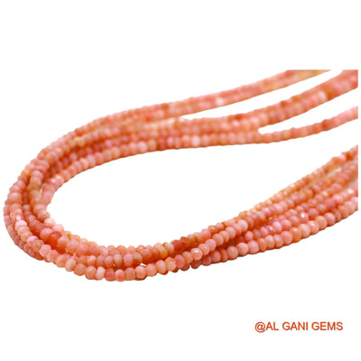 Round Faceted 3 TO 5 MM Pink Opal Beads Art Deco Mother Dainty Necklace WB-17
