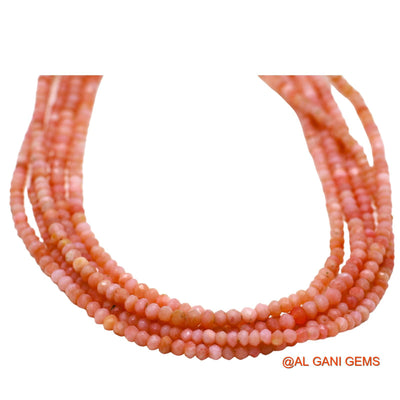 Round Faceted 3 TO 5 MM Pink Opal Beads Art Deco Mother Dainty Necklace WB-17