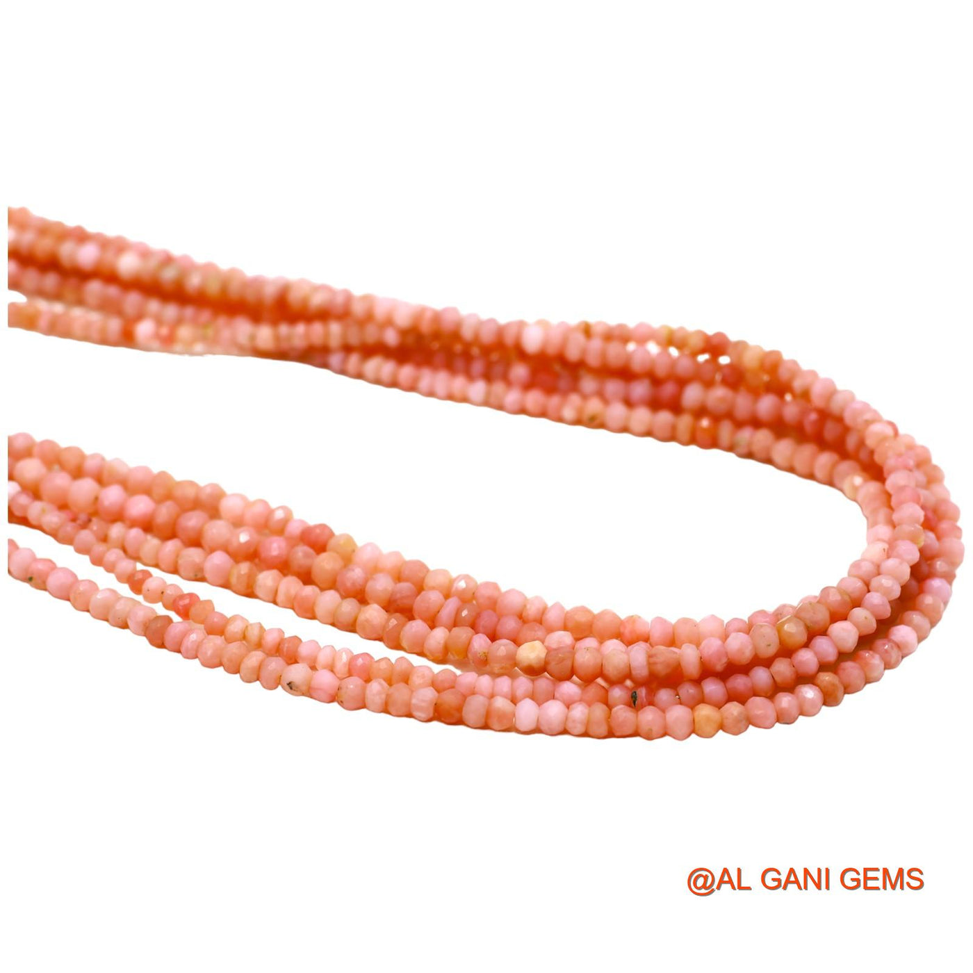 Round Faceted 3 TO 5 MM Pink Opal Beads Art Deco Mother Dainty Necklace WB-17