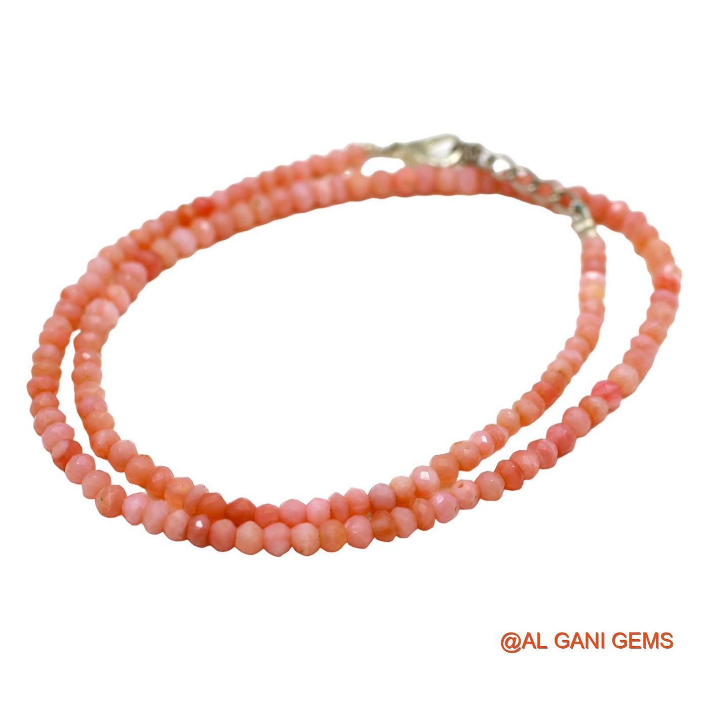Round Faceted 3 TO 5 MM Pink Opal Beads Art Deco Mother Dainty Necklace WB-17