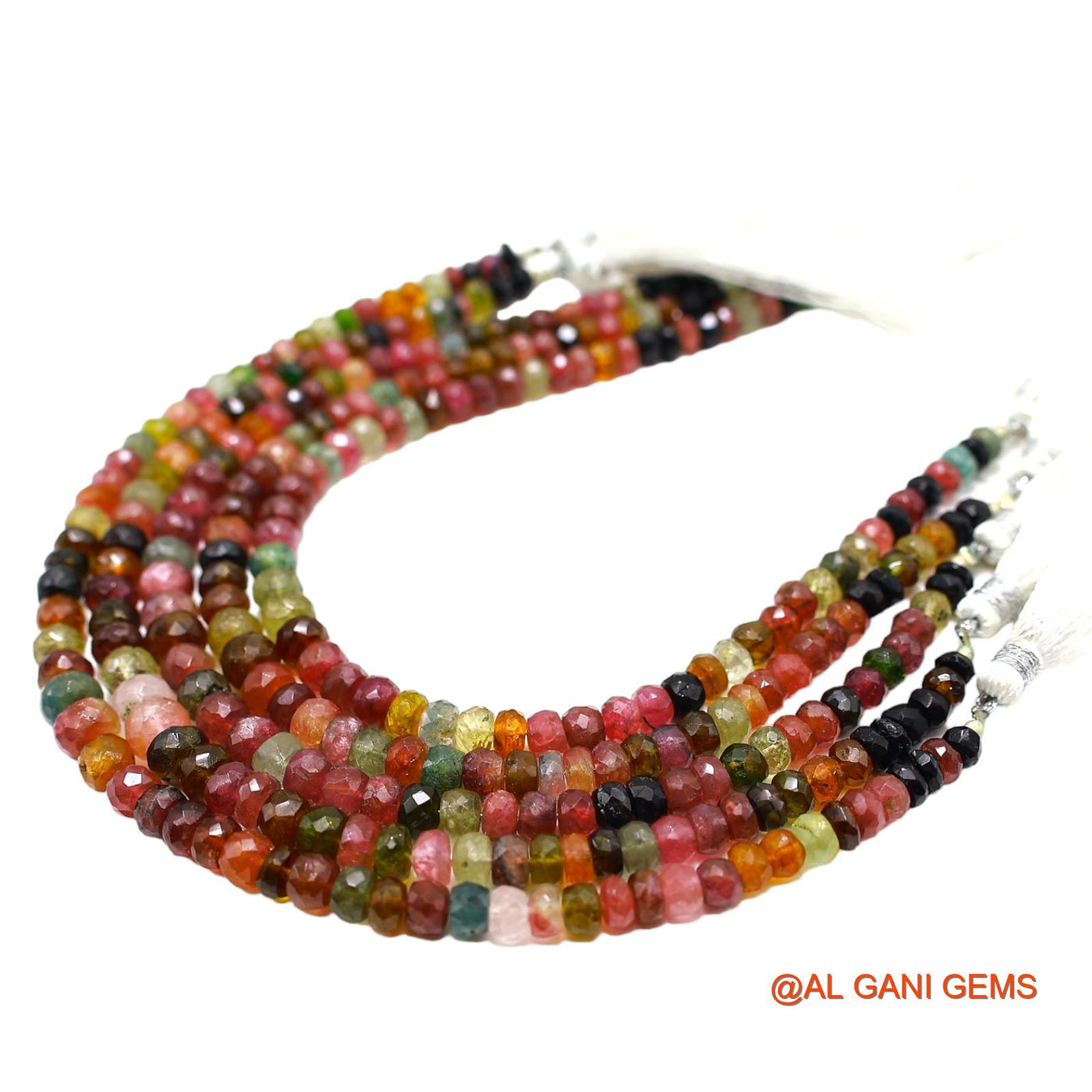Natural Multi Tourmaline Beads 4 TO 6 MM Faceted Round Multi Color Loose Strand 8" For Healing WB-1