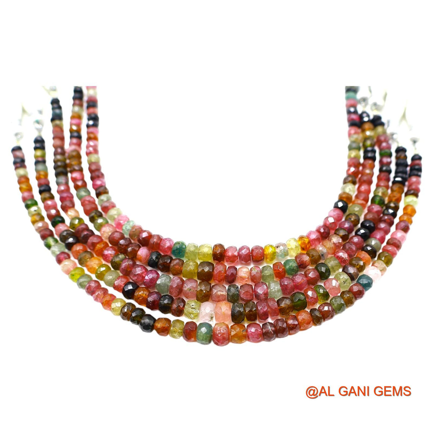 Natural Multi Tourmaline Beads 4 TO 6 MM Faceted Round Multi Color Loose Strand 8" For Healing WB-1