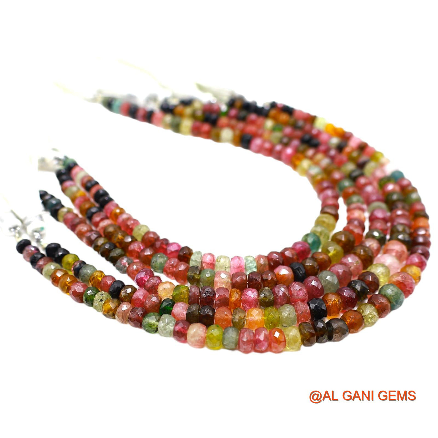 Natural Multi Tourmaline Beads 4 TO 6 MM Faceted Round Multi Color Loose Strand 8" For Healing WB-1