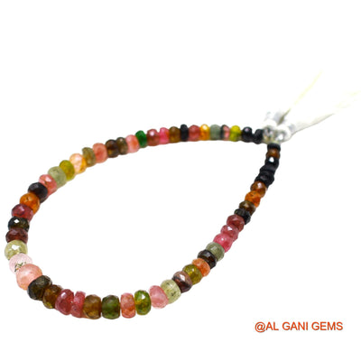 Natural Multi Tourmaline Beads 4 TO 6 MM Faceted Round Multi Color Loose Strand 8" For Healing WB-1