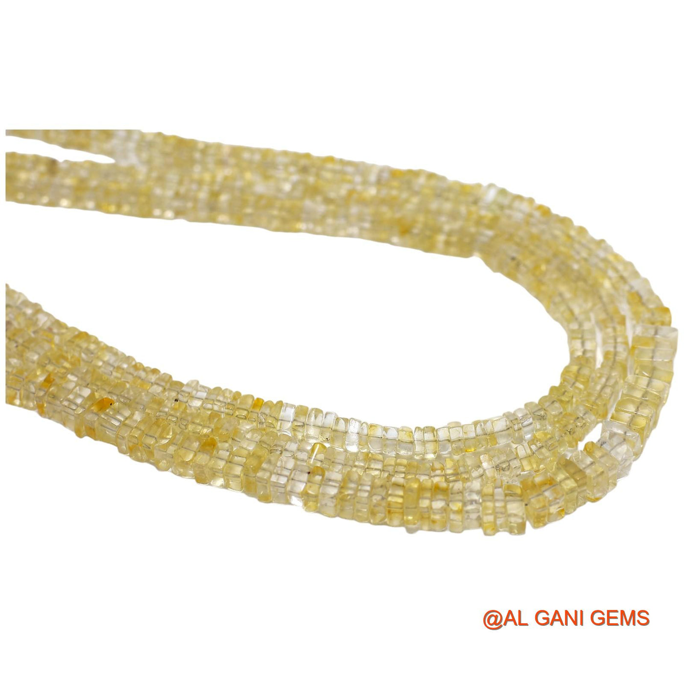 Fancy Smooth Light yellow Citrine Beads Dainty November Artisan Necklace WB-20