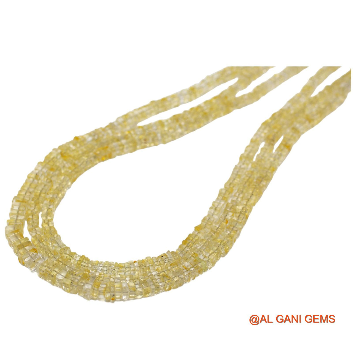 Fancy Smooth Light yellow Citrine Beads Dainty November Artisan Necklace WB-20