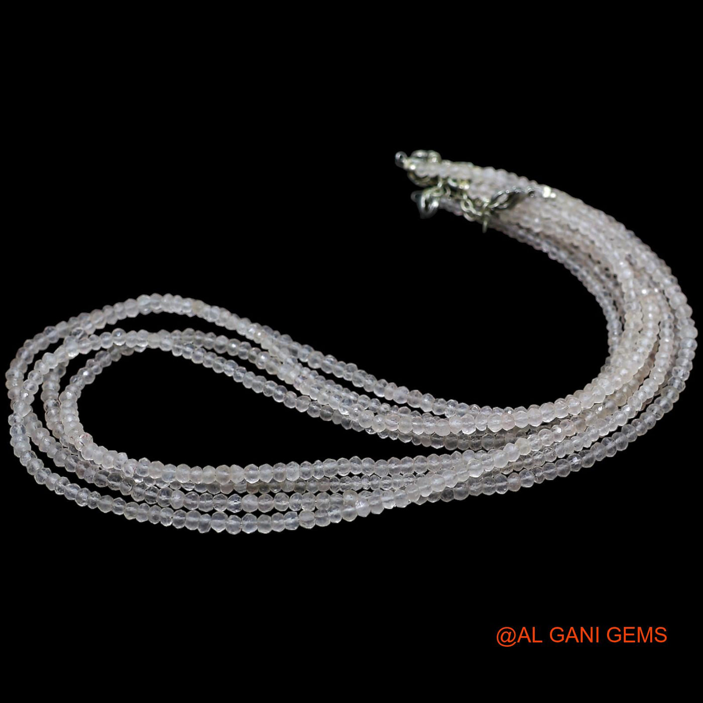 Smooth 2 TO 3 MM White Crystal Quartz Bead Round Boho Statement Necklace WB-33