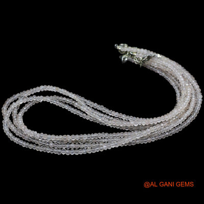 Smooth 2 TO 3 MM White Crystal Quartz Bead Round Boho Statement Necklace WB-33