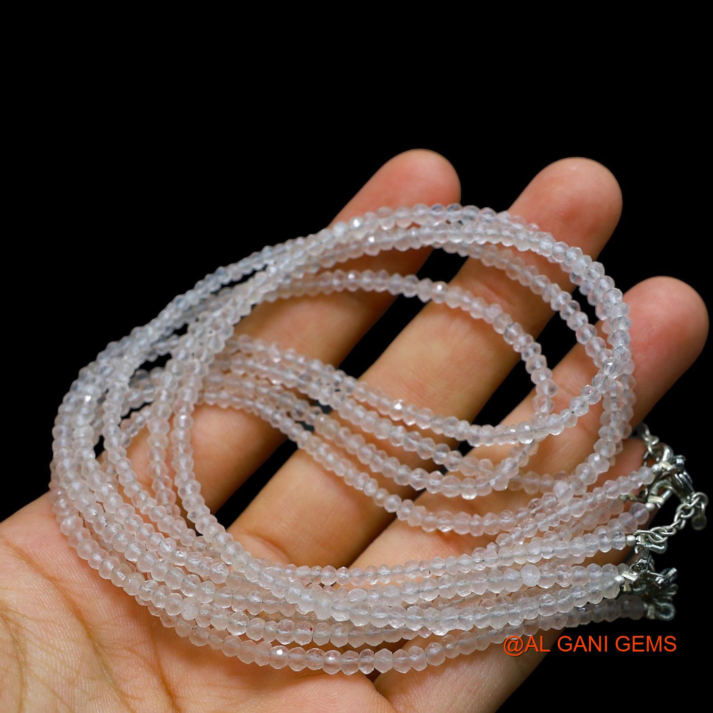 Smooth 2 TO 3 MM White Crystal Quartz Bead Round Boho Statement Necklace WB-33